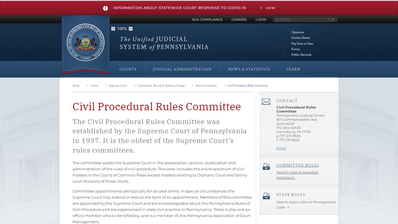 Civil Procedural Rules Committee - Judiciary of Pennsylvania